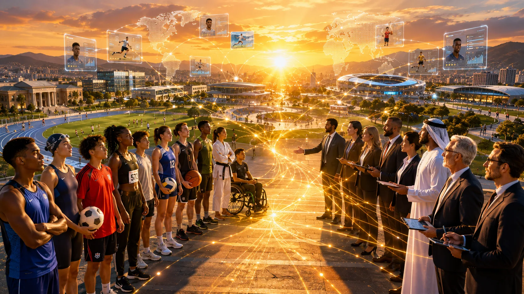 Athletes from around the world connecting with recruiters, scouts, academies, and global sports opportunities.